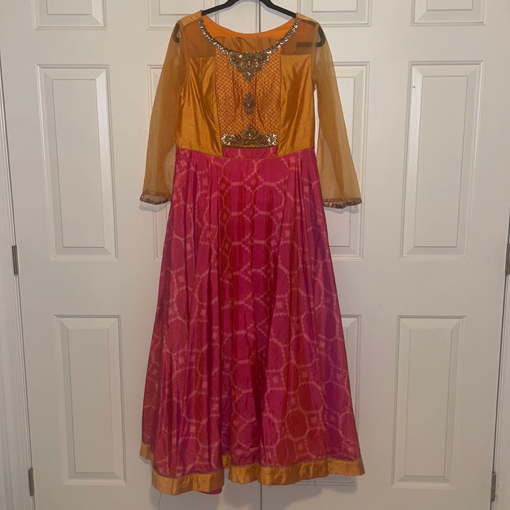 Orange and Pink Traditional Indian Gown